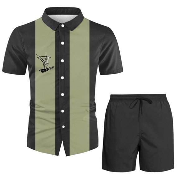 Vedolay Short Set For Men Casual Summer Men's Shorts Set 2 Pieces Casual Fit Sports Tracksuit Shirt Shorts Suits,Sky Blue M