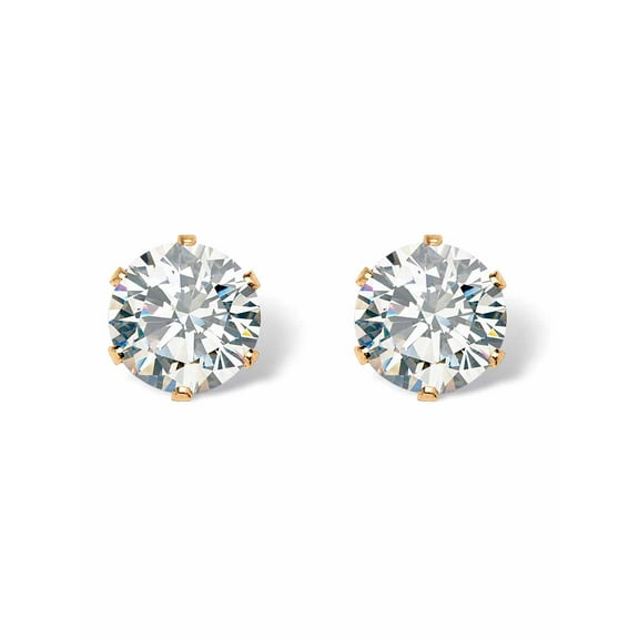 PalmBeach Jewelry Round Cubic Zirconia Stud Earrings 1.96 TCW in Goldtone or Silvertone