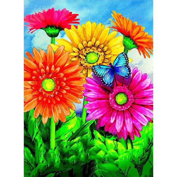 Pintura de diamante (DB3222) Flor vibrante DIY Cuadrado 5D Costura (B2422) 45x60cm FLhrweasw Nuevo