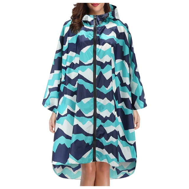 XASZHN Unisex New Style Rain Poncho Adults Teens Hooded Waterproof Design Pockets Green_002 One Size