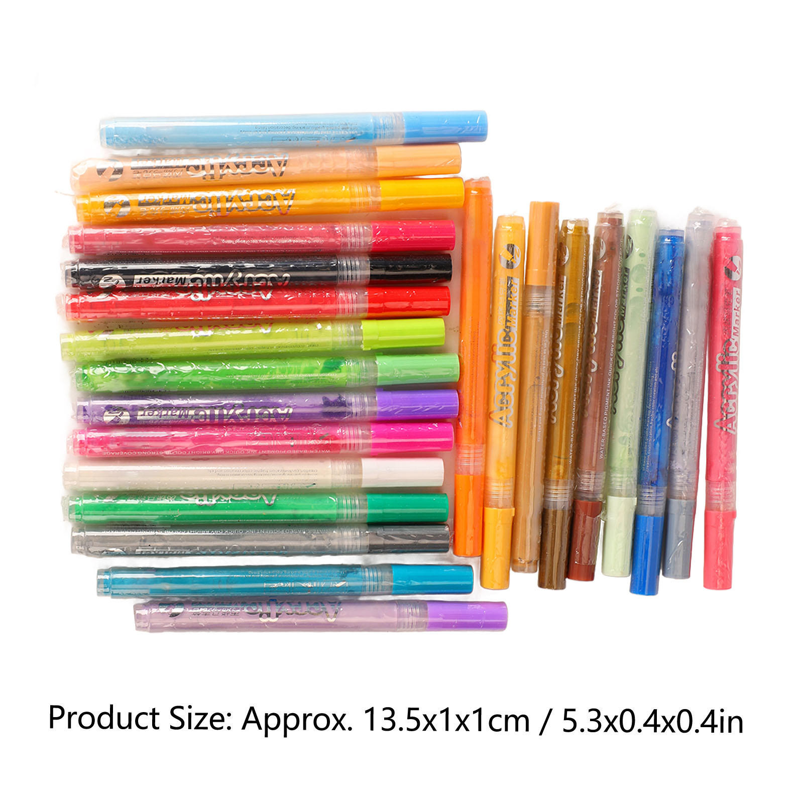 YAHHU 24‑Color Acrylic Brush Set – Waterproof, Odorless, Permanent Paint Pens for DIY Crafts, Clothing, Mugs & More