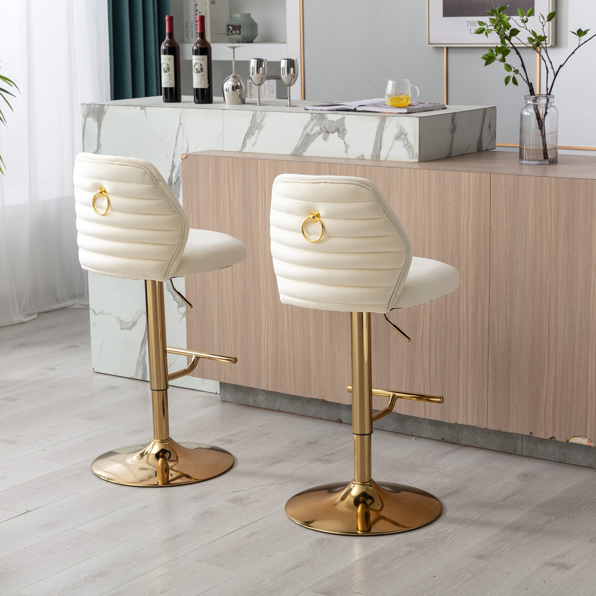 Resenkos Adjustable Swivel Bar Stools Adjustable Counter Height Bar Chairs for Kitchen Island Restaurant Pub Counter Beige Resenkos Adjustable Swivel Bar Stools Adjustable Counter Height Bar Chairs for Kitchen Island Restaurant Pub Counter Beige