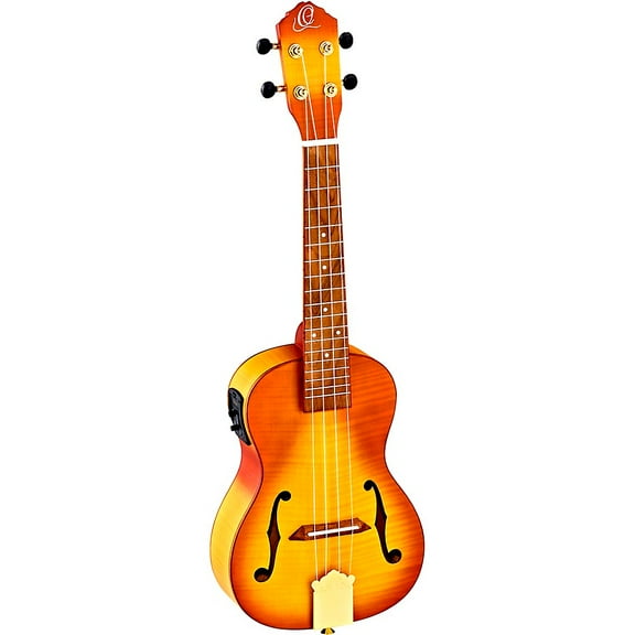 Ortega Saloon Series RUSL-HSB Archtop Concert Acoustic-Electric Ukulele Violin Sunburst