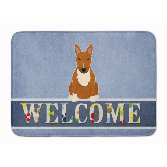 Carolines Treasures BB5715RUG Bull Terrier Red Welcome Machine Washable Memory Foam Mat 19 X 27" multicolor