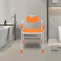 Foldable Shower Chair with Arms, Folding Shower Chair 5-Level Adjustable,Non-Slip Feet Shower Seat Cutout