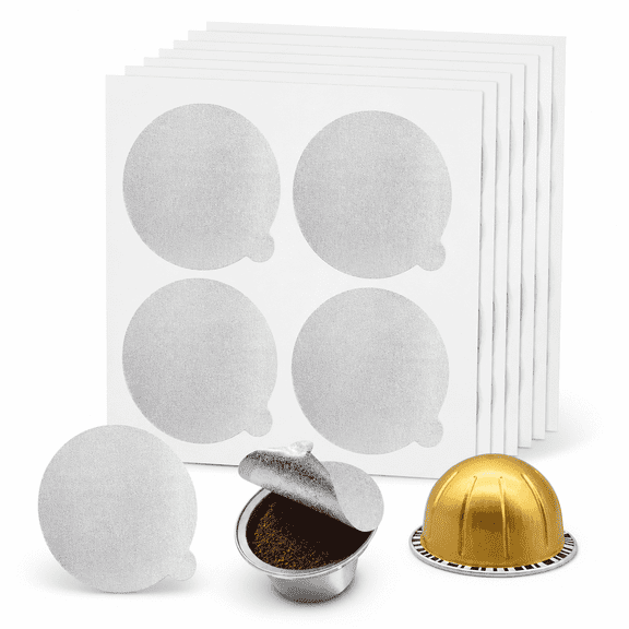 62mm Aluminum Foil Sealing Lids for Nespresso Vertuo Coffee Capsules, Pull Tab Self-Adhesive Pod Seal Stickers