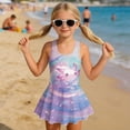 thumbnail image 3 of Uourmeti Girls' One Piece Skirted Swimsuit - Cute Cartoon Axolotl Pastel Water Design | Quick Dry, Stretchy Swim Dress for Beach & Pool Vacations, 3 of 8