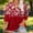 Red, variant on FAHXNVB Women's Plus Size V-Neck T-Shirts 3/4 Sleeve Soft Cotton Graphic Print Button Tees Tops Fashion Casual Comfortable Loose Shirts