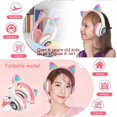 thumbnail image 2 of Cute Flash Light Cat Ear Auriculares inalámbricos con micrófono Puede cerrar LED Estéreo Teléfono Música Auriculares Bluetooth oso de fresa  Hogar, 2 of 5