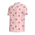 thumbnail image 2 of Balery Floral Strawberr Printed Men’s Short Sleeve Polo Shirt, Midweight Men's Shirt,Golf Polo shirts -Small, 2 of 9
