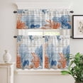 thumbnail image 6 of Ocean Corals Curtain Valances Set Summer Beach Coral Sea Stars Dark Blue Kitchen Curtains 24&nbsp;inch Length Rod Pocket Valance and Tiers 3 Piece Set Small Bedroom Bathroom Laundry Decor, 6 of 9