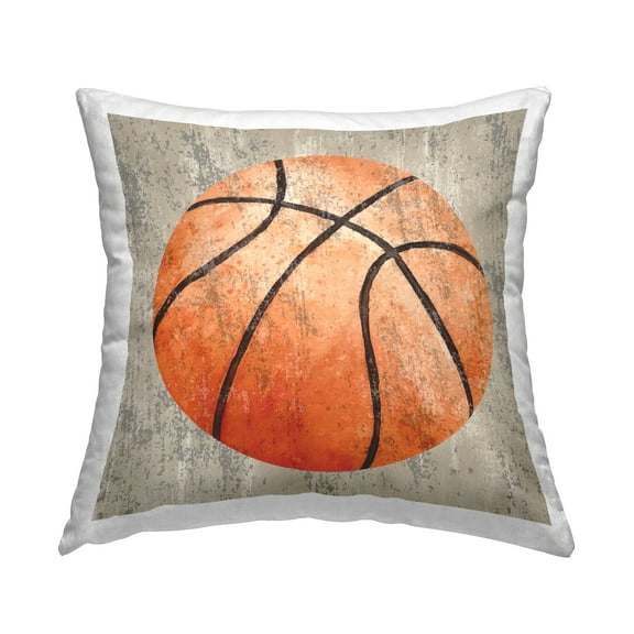 Stupell Industries Rustic Sports Basketball Decorative Printed Throw Pillow, 18 x 18