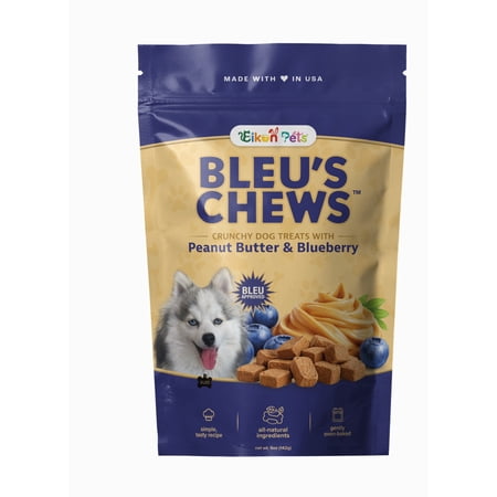 Bleu's Chews Crunchy Dog Treats with Peanut Butter & Blueberry, All-Natural Oven-Baked Dog Biscuits, 5 oz