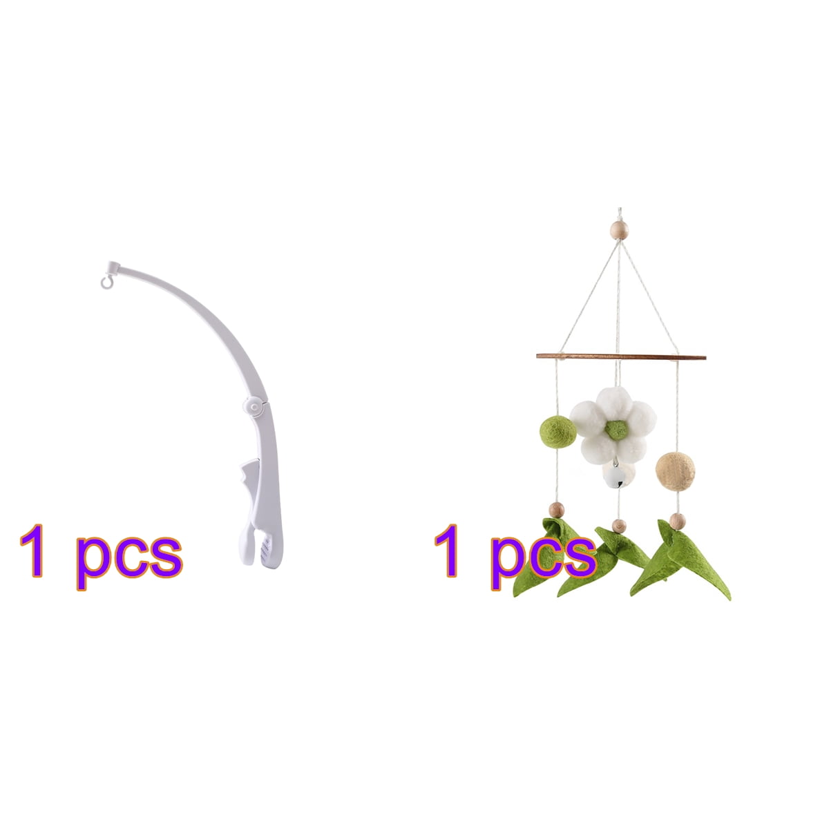 Woven Wooden Baby Crib Mobile with Bee and Flower Pendants, Lightweight Bed Bell for Newborn Sleep Soothing and Nursery Decoration