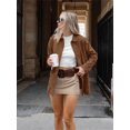 thumbnail image 5 of Abrigo de ante liso con solapa a la moda para mujer, chaqueta holgada de manga larga con un solo pecho y bolsillos, prendas de vestir exteriores finas informales para otoño, 5 of 5