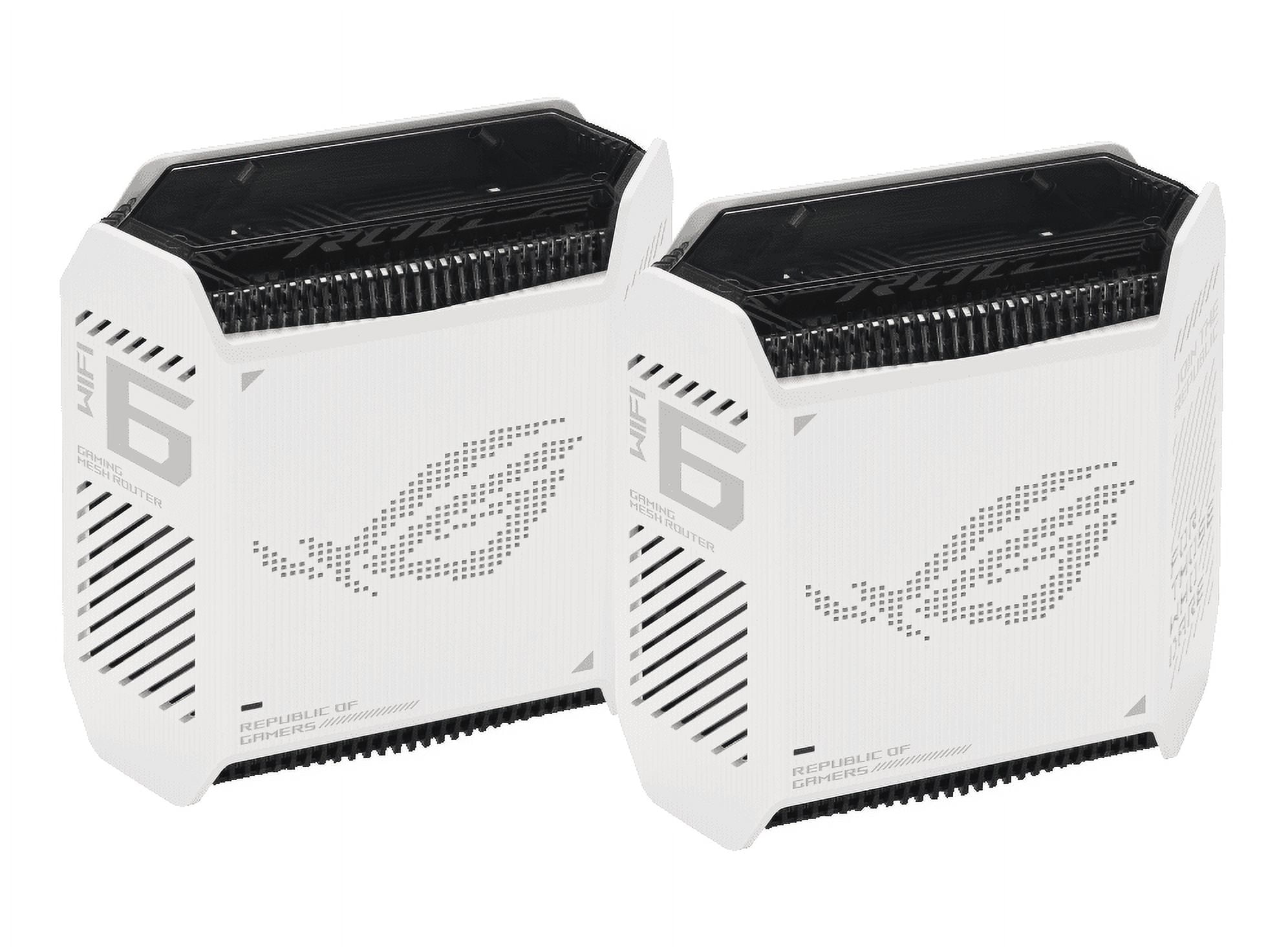 ASUS ROG Rapture GT6 (2PK) Tri-Band WiFi 6 Gaming Mesh WiFi System, covers up to 5,800 sq ft, 2.5 Gbps port, triple-level game acceleration, ASUS RangeBoost Plus, UNII 4, Moonlight White