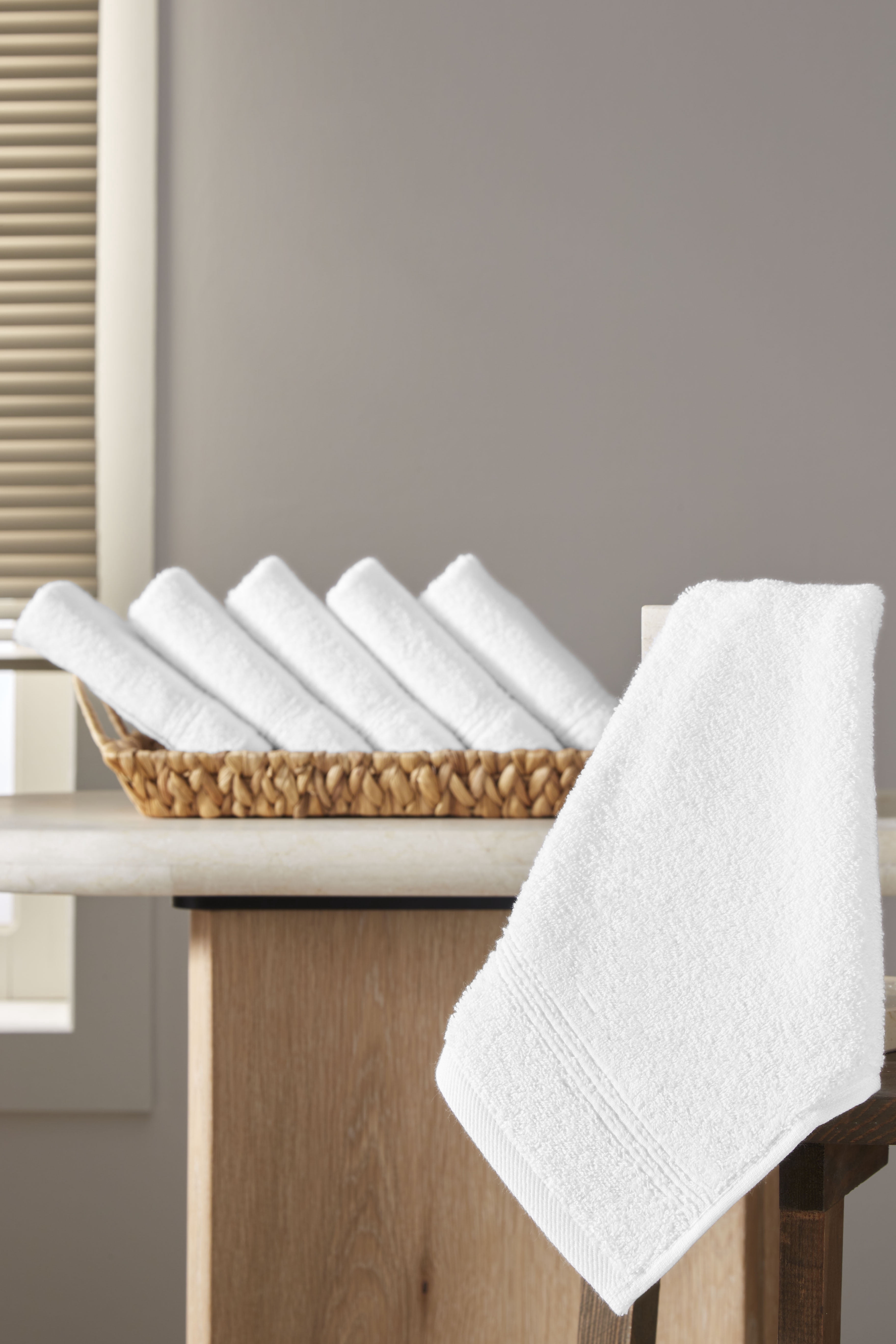 Ozdilek 6-Piece Washcloth Set, 13x13" 100% Turkish Cotton, Lightweight & Quick-Dry, Breathable Face Towels, Soft & Durable Wash Cloths for Daily Use, Gym, Travel, Bright White