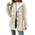 thumbnail image 6 of APEXFWDT Women's Christmas Fleece Hooded Jacket Fuzzy Button Down Warm Coat Fashionable Outerwear for Holiday Parties, 6 of 7