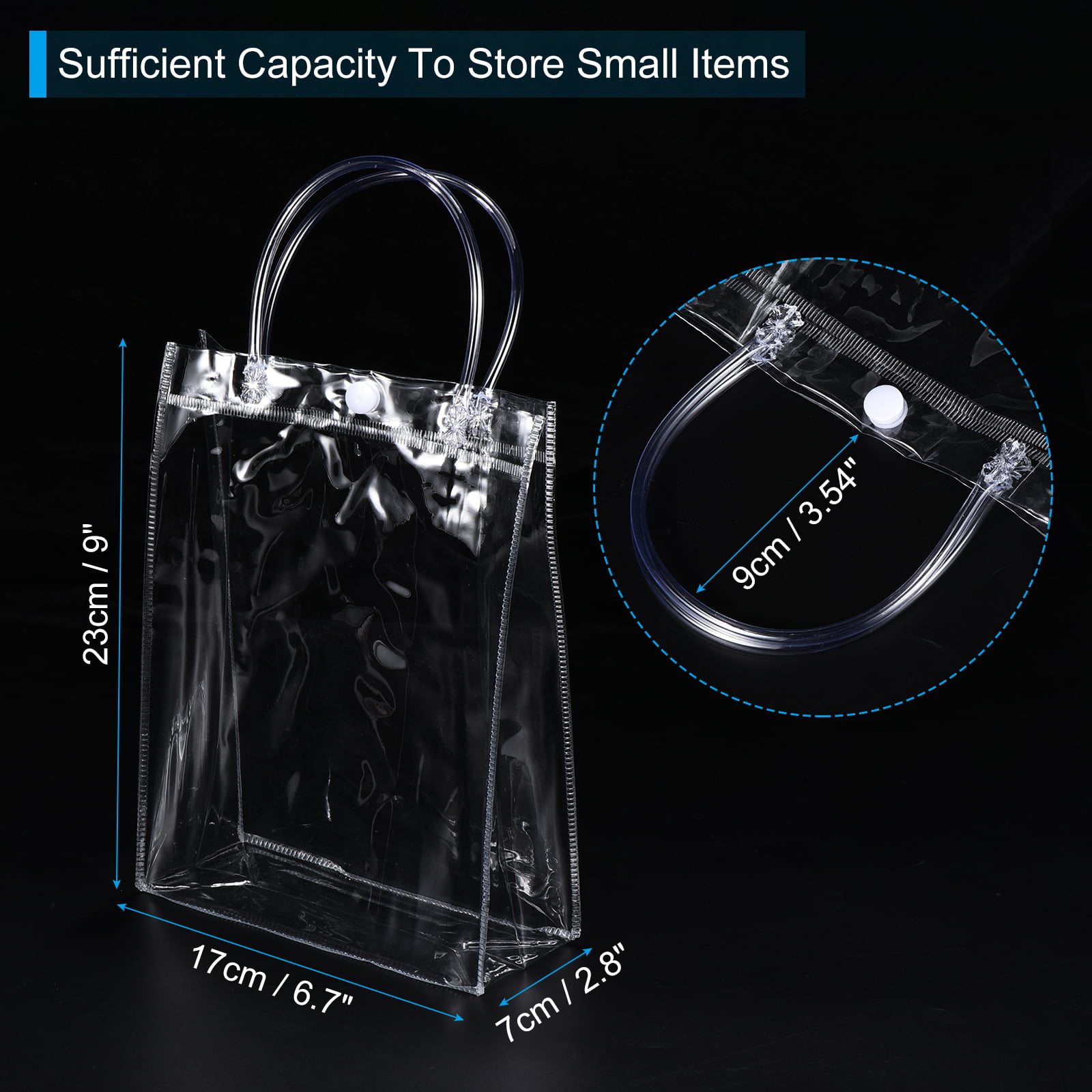 Dream Lifestyle 3Pcs Clear Gift Bags, Plastic Gift Bags with Handle, 8.27  x 7.48 x 5.51 Transparent PVC Bags Reusable Retail Shopping Bags, Gift  Wrap Bag Bulk for Boutique Party Weddings Favor 