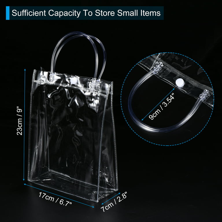 Uxcell Clear PVC Gift Bags 9x6.7x2.8 Reusable Mini Plastic Gift Wrap Tote  Bag with Handles, 40 Pack