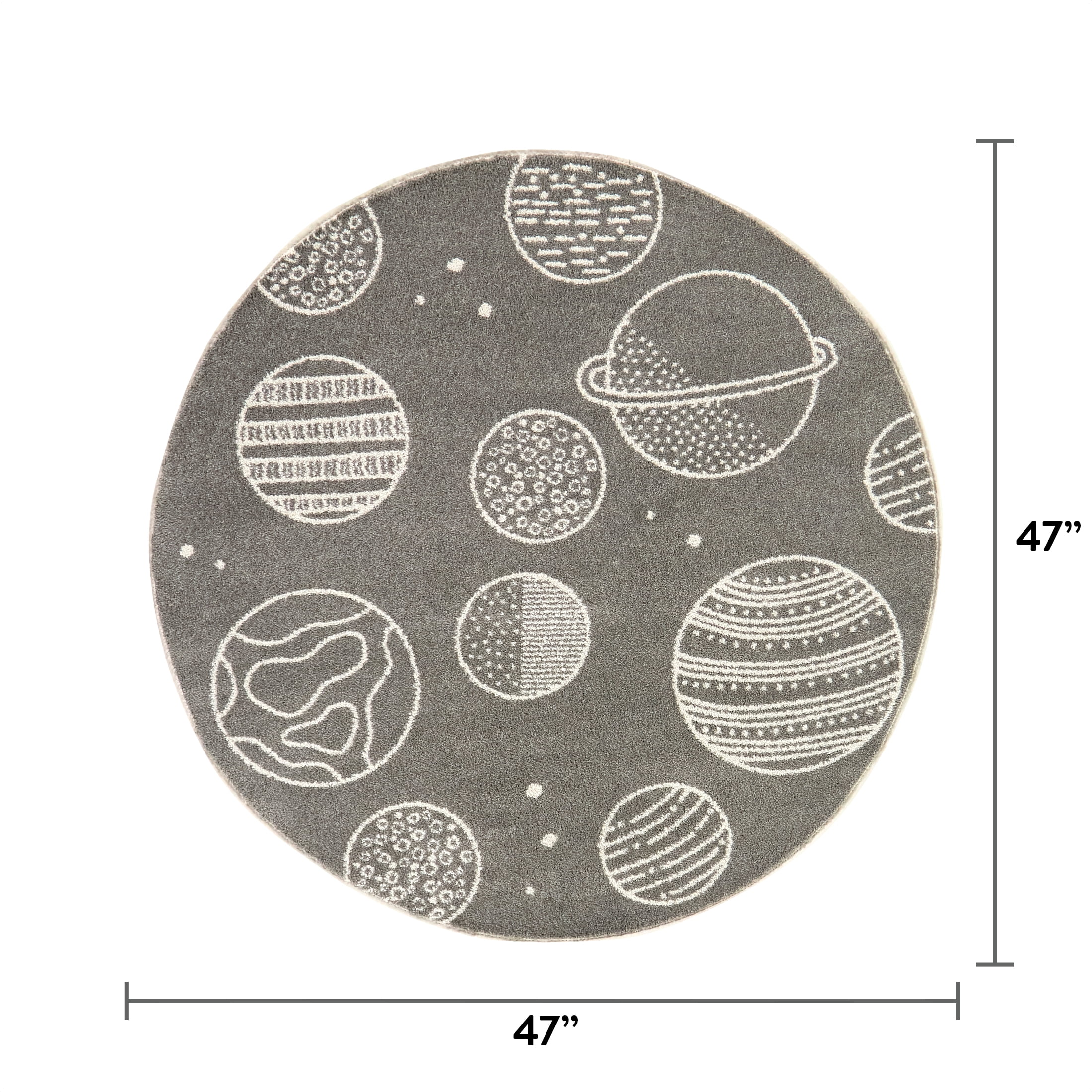 Mainstays Grey Space Round Indoor Rug 47in Stain-Resistant Non