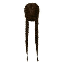 LHWEN Synthetic Long Braided Wig for Women Heat Fiber Lace Front Black Wig with Light Brown Highlights 25.6 Inches Adjustable Cap for Daily Wear and Thick and Soft Natural Look Ideal
