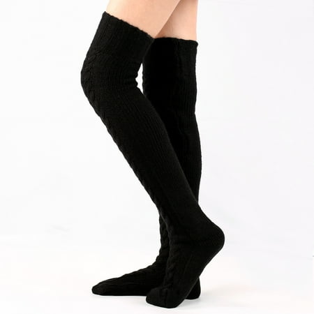 

2 Pairs Women s Cable Knit Leg Warmers Winter Warm Over The Knee Socks Long