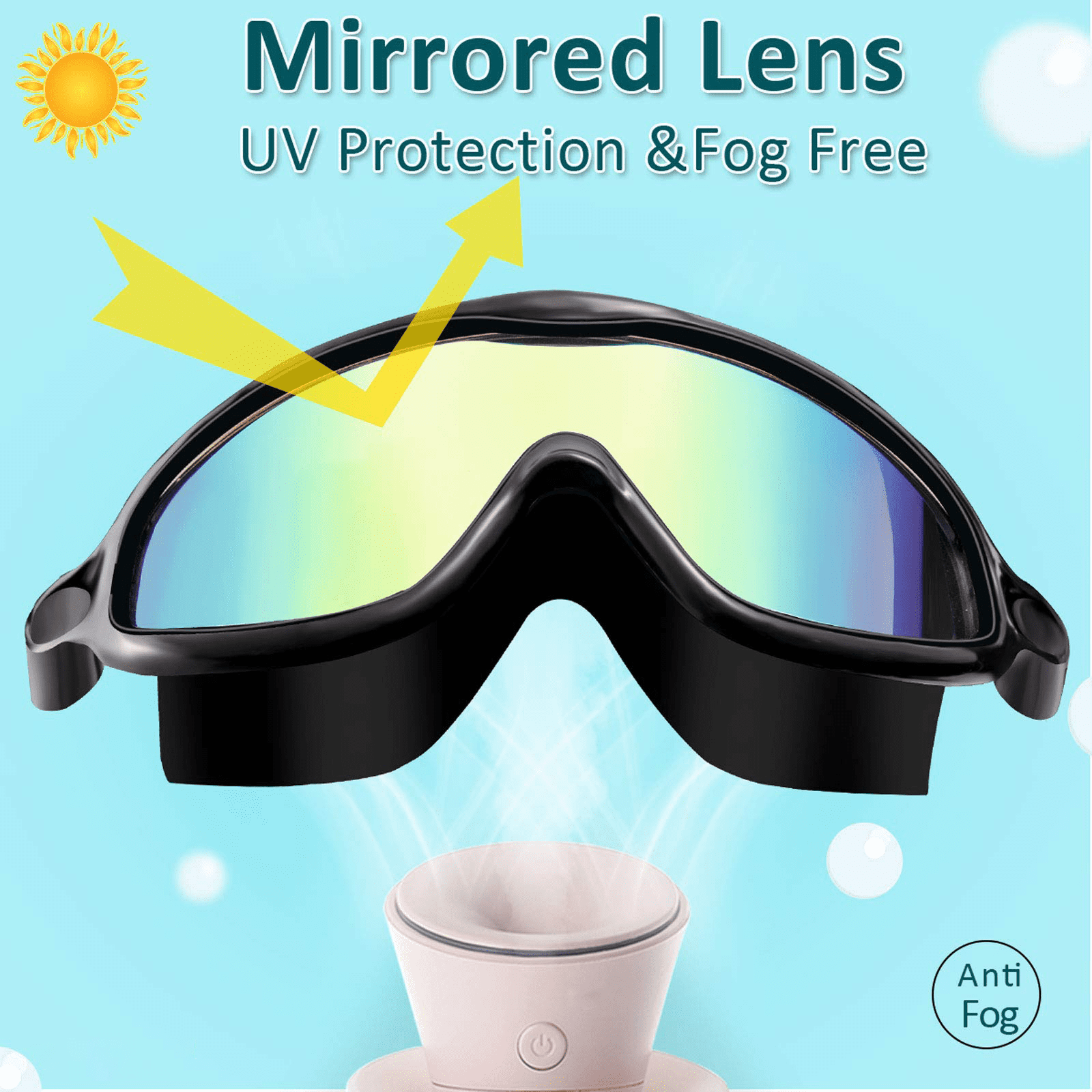 Swim Goggles 2 Pack, Kids Swimming Goggles with Earplugs&Nose Clip Wide View Anti-Fog/UV
