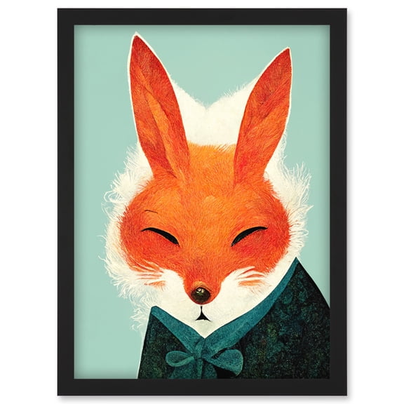 Cute Fox In A Jacket Illustration Portrait Artwork Framed Wall Art Print A4
