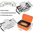thumbnail image 2 of Wipes Dispenser with 2Pcs Portable Refillable Wipe Holder,Reusable Large Wipe Holder Box Flushable Wipes Case Bathroom Wipes Container for Pet Nursery Kitchen Office Counter(Orange-Black), 2 of 6