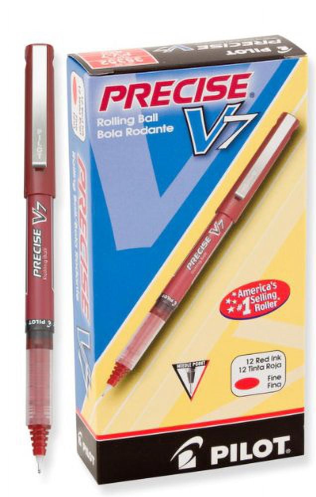 Pilot Precise V7 Stick Rolling Ball Pens Fine Point Red Ink Dozen Box (35352)