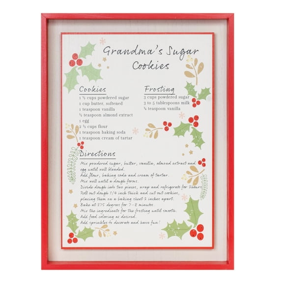 Melrose International LLC Sugar Cookie Recipe Plaque 12"L x 16.5"H MDF/Wood