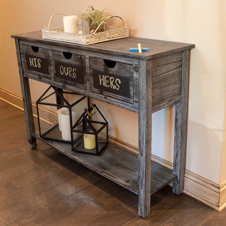 Décor Therapy Rowan 3-Drawer Weathered Chalkboard Console Table, 44 ...