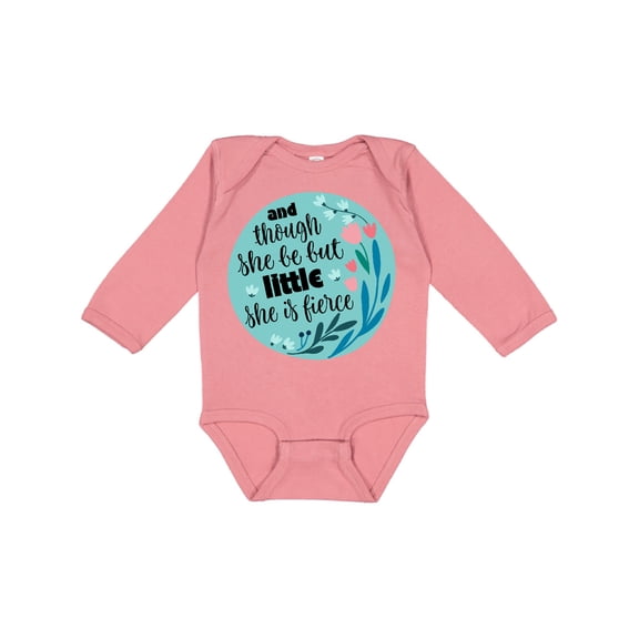 Inktastic Shakespeare She Is Fierce Quote Girls Long Sleeve Baby Bodysuit
