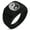 Black, variant on Stainless Steel Peacock Feather Yin Yang Geometric Pattern Step-Down Biker Style Polished Ring