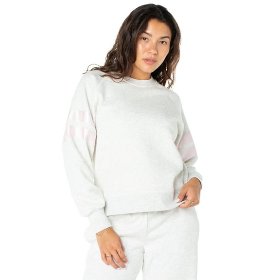 Celebrity Pink Women's Satin Stripe Crew Neck Sweatshirt, Sizes XS-XXXL