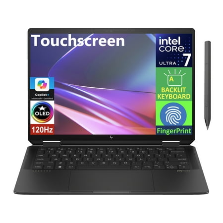 HP Spectre x360 AI Powered 2-in-1 Laptop 14.0in Touchscreen OLED 2.8K Display (Intel Ultra 7-155H, 32GB LPDDR5X, 512GB SSD, Active Pen, Backlit KB, Fingerprint, 2 Thunderbolt 4, WiFi 6E, Win 11 Home)
