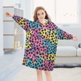 thumbnail image 5 of Dailycode Wearable Blanket Hoodie Oversized Sherpa Flannel Blankets with Pocket for 3-14 Year Old Polychrome Leopard, 5 of 7
