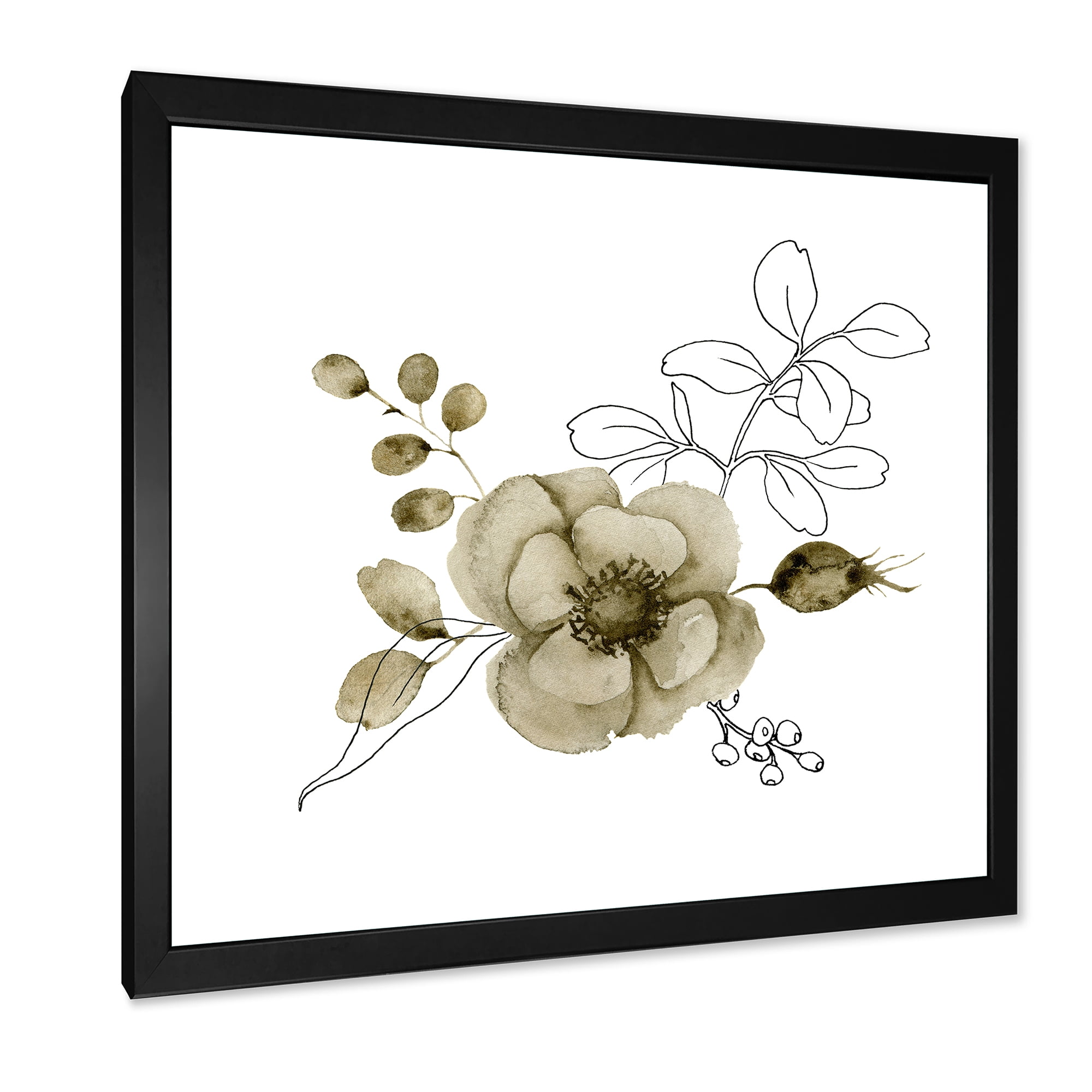 Designart 'Eucalyptus Branches With Anemone Bouquet Flower II' Traditional Framed Art Print