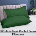 thumbnail image 5 of ROYALE LINENS 300 Thread Count 100% Long Staple Combed Cotton Pillowcases Set of 2, King Bed Pillow Cover, 20"x40", Ultra Soft, Breathable, Cool & Crisp Percale (King, Hunter Green), 5 of 9