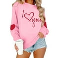 thumbnail image 4 of Avrnliq Womens Pink I Love You Sweatshirt Oversized Casual Valentine's Day Gift for Her Long Sleeve Crewneck Comfy Lounge Wear,Size S, 4 of 9