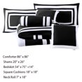 thumbnail image 2 of Mesase Comforter Set 7-Piece, Navy/White Square Pattern, Reversible Coverlet, Queen Size, Two-toned Design, Elegant Touch, Queen, 2 of 4
