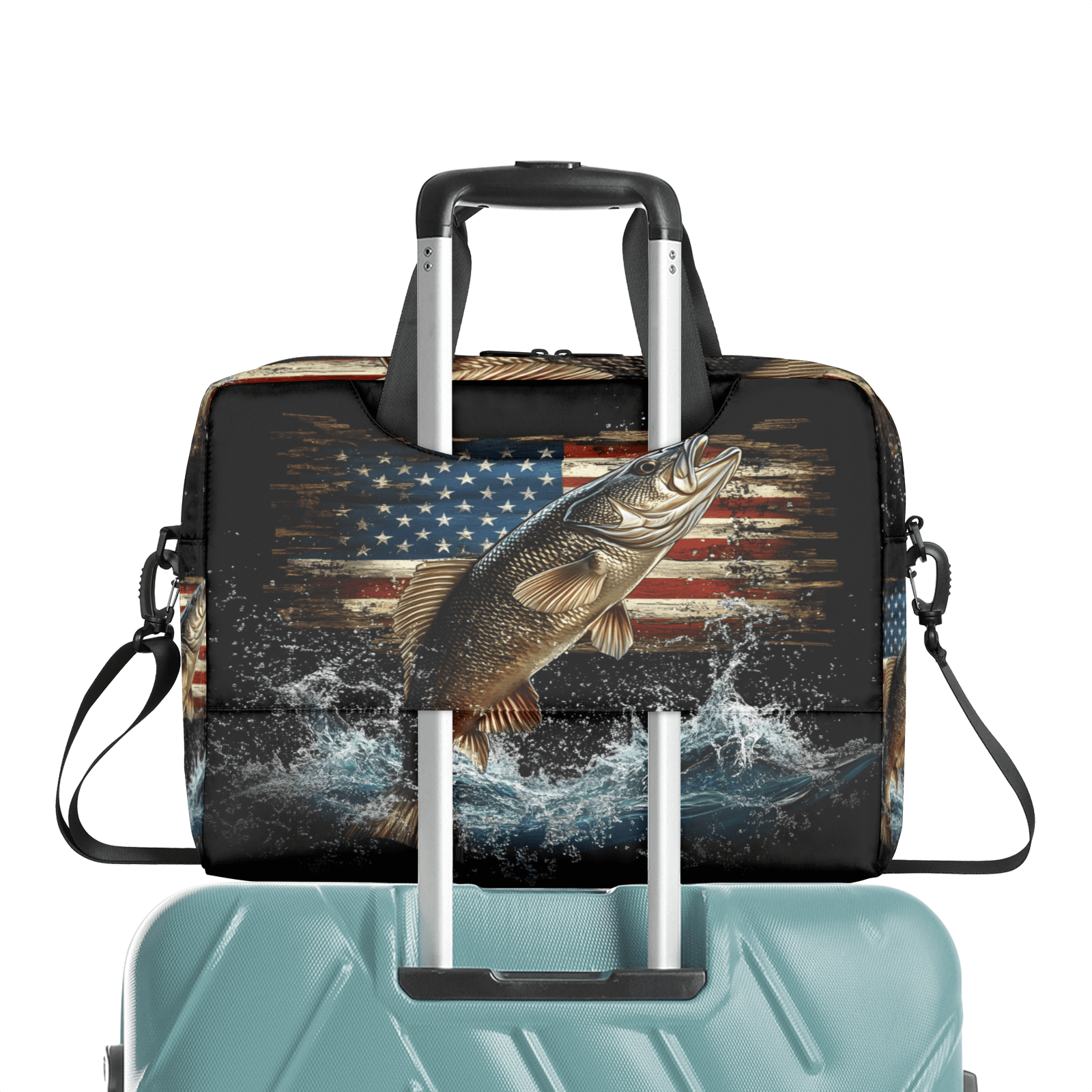 Herdesigns Vintage American Flag Laptop Bag for Women Men, Computer Case Briefcase Messenger Bags, 15-15.6 inch Laptop Sleeve Shoulder Bag