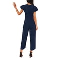 thumbnail image 3 of INSPIRE CHIC Women's Formal Jumpsuits Ruffled Sleeve High Waist V Neck Dressy Long Wide Legs Pants L Dark Blue, 3 of 6
