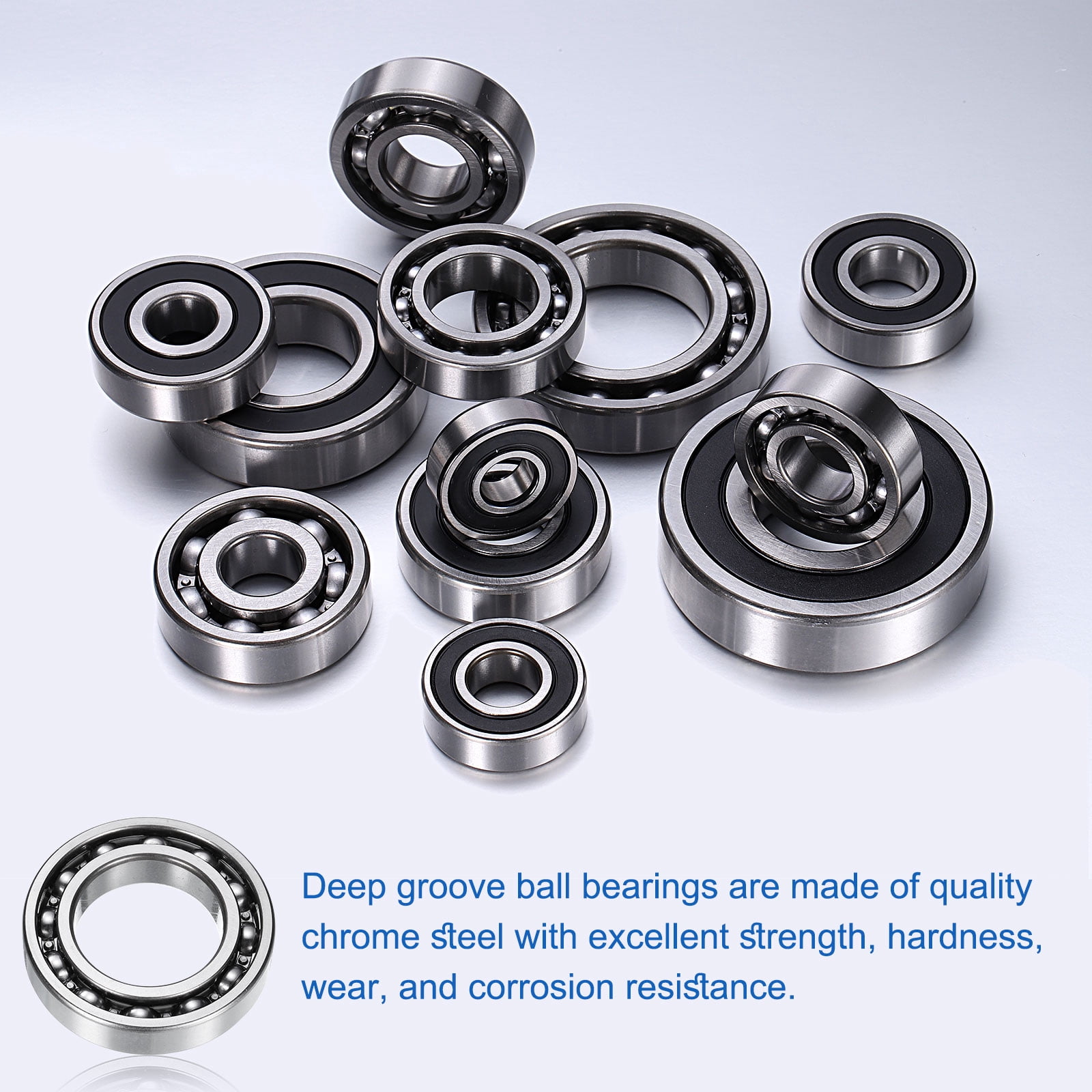Uxcell 6206-2RS Deep Groove Ball Bearings, 2pcs 30mm I.D x 62mm O.D x 16mm Thick C3 Double Sealed Chrome Steel, Black