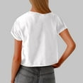 thumbnail image 4 of Htigea Clearance Women's Basic Crop Top Drop Shoulder T Shirt Half Sleeve Cropped Tee Crewneck Short Sleeve Casual Summer Solid Crop Tops Today Sales White,S, 4 of 6