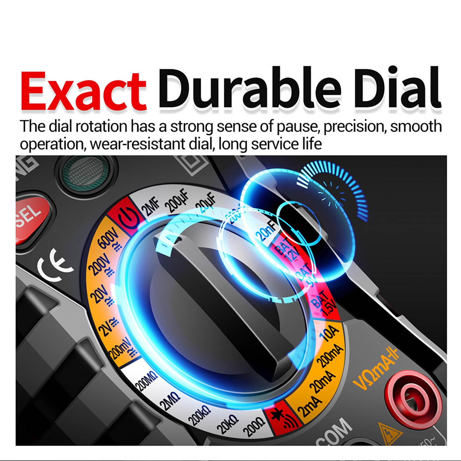 GUYUTING Electrical Tester Digital Multimeter AC/DC Voltage Current Resistance Diode Continuity Test Safe and Portable for DIY