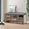 thumbnail image 2 of Kings Brand Furniture Apollo 9-Cube Shoe Organizer – Adjustable Shelves for Entryway & Closet Storage, Oak Finish with Black Edge, 2 of 5