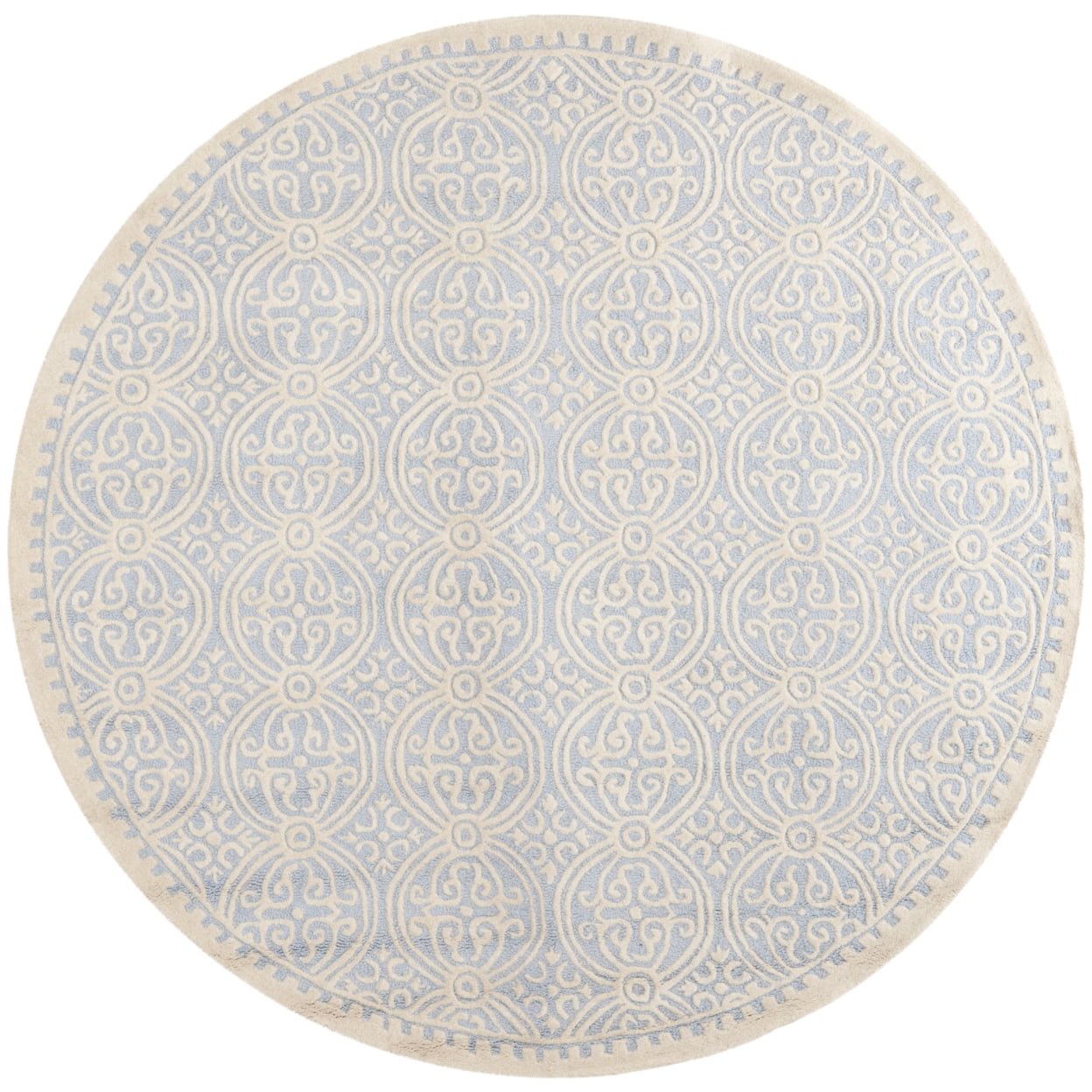 SAFAVIEH Cambridge Leslie Geometric Wool Runner Rug, Light Blue/Ivory, 2'6" x 22'