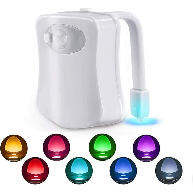 Luz de noche de inodoro, luz de noche LED con sensor de movimiento, luz de noche de baño, compatible con baño, cambio de color, luz de noche Afortunado Sencillez